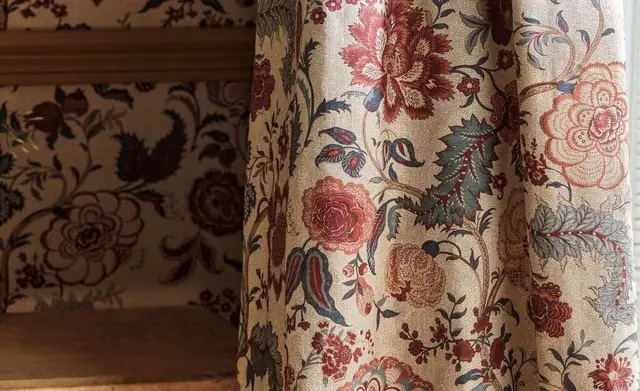Sanderson Salisbury Jacobean fabric used for full-length curtains