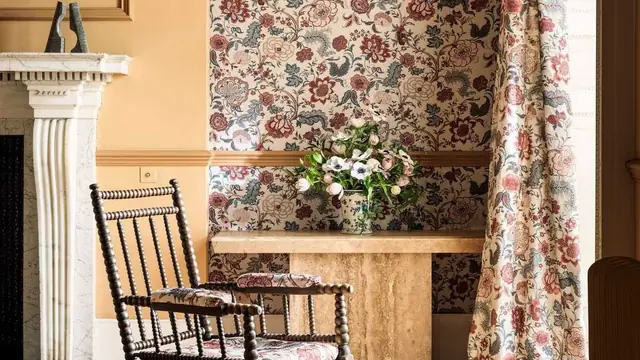 Sanderson floral fabric used for curtains and upholstered seating