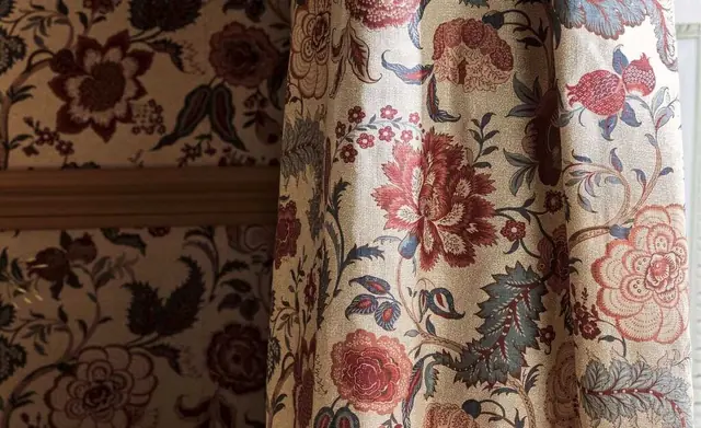 Detailed Sanderson patterned fabric suitable for a Roman blind