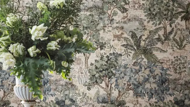 Sanderson woodland wallpaper with botanical styling