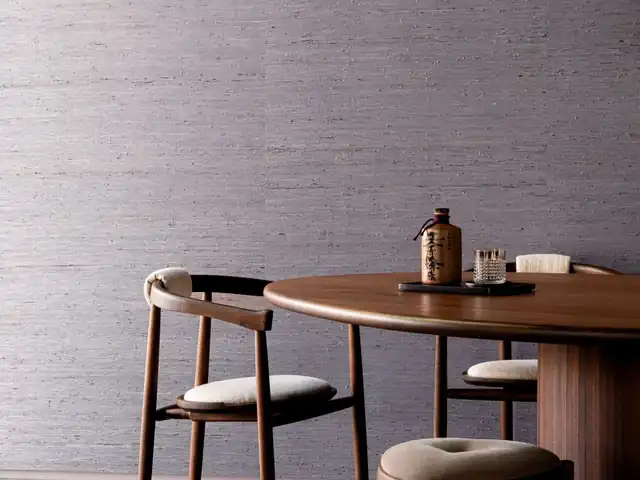 Natural mauve wallcovering with subtle woven texture