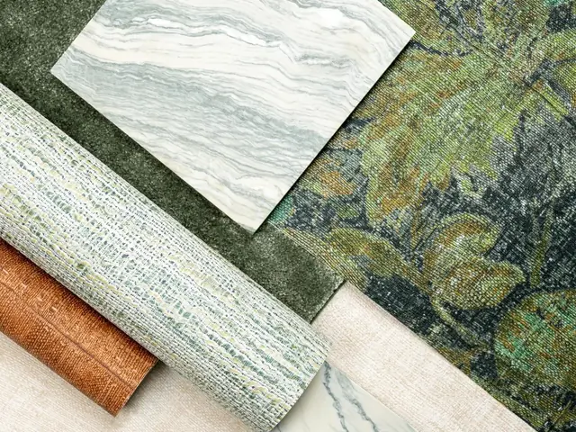 Selection of textured wallcovering samples and finishes