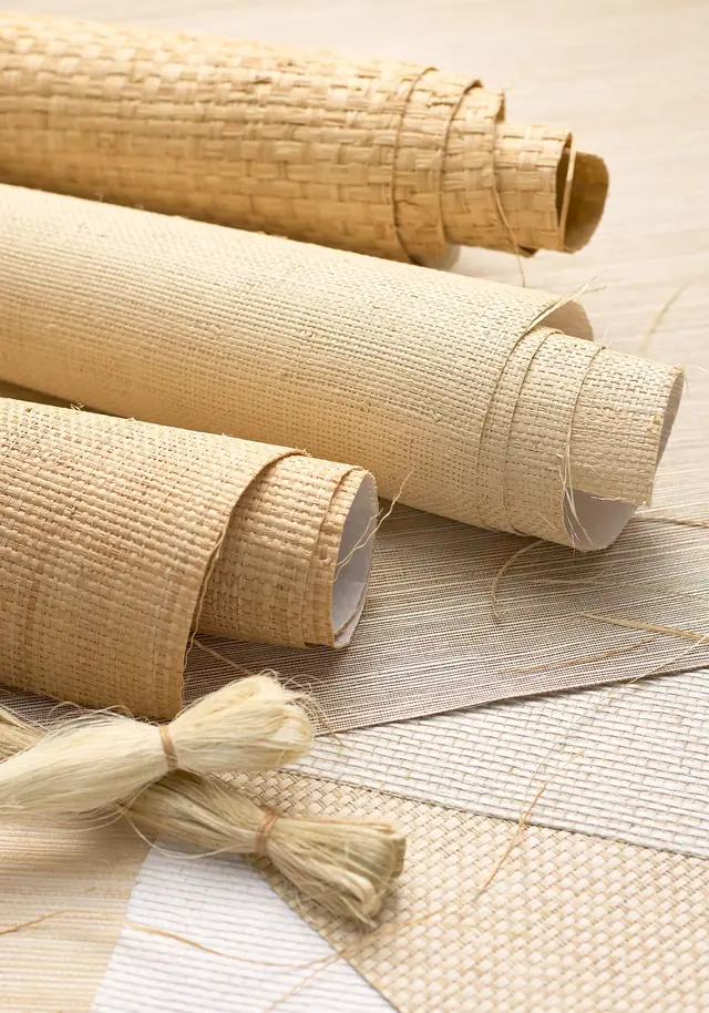 Thibaut Grasscloth Resource 6 natural fibre wallcovering samples in assorted colourways