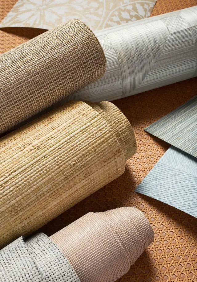 Thibaut Grasscloth Resource 7 natural wallcovering samples in varied woven materials