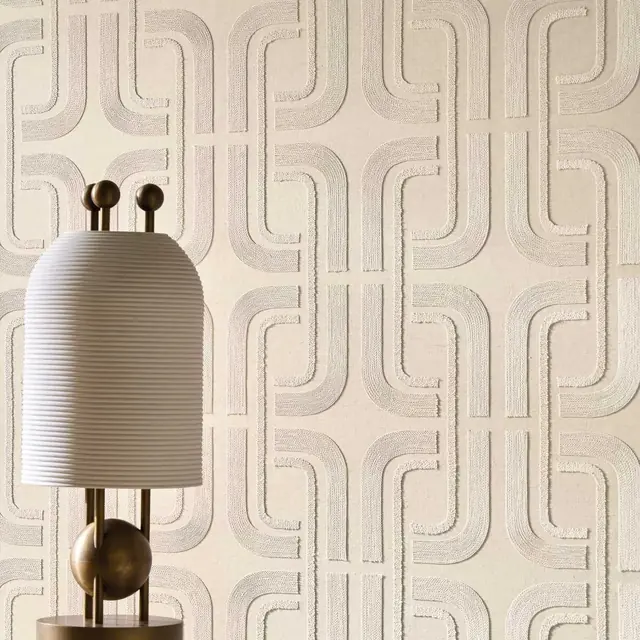 Soft contemporary geometric wallpaper with repeating curved forms