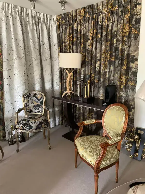 TM Interiors showroom furniture, fabrics and Porta Romana lighting