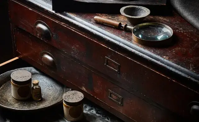 Zoffany paint tin with decorating tools and interior materials