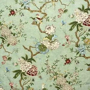 Oriental Bird Linen Eau de Nil R1398-2