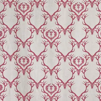 Deer Damask Fabric Claret