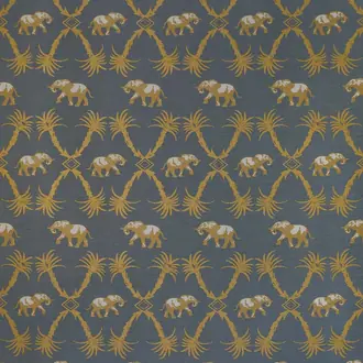 Elephant Palm Fabric Gunmetal / Gold