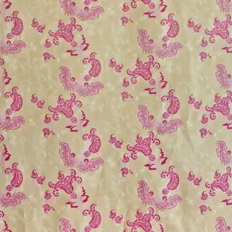 Paisley Fabric Hot Pink On Tea Stain