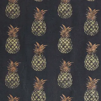Pineapple Fabric Gold On Charcoal