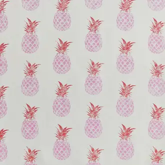 Pineapple Fabric Pink/Red On Cream