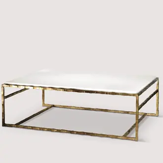 Giacometti Coffee Table CFT01 Glass Burnt Silver with Faux Limestone top