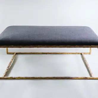 Giacometti Ottoman CSB06 Gold with Carbon Linen seat pad