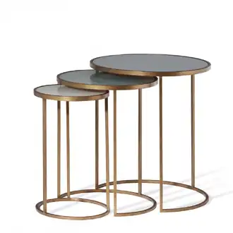 Salvatore Nest of Tables CST39 French Brass with Tri-colour Glass tops