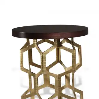 Honeycomb Side Table CST34 Decayed Gold with Dark Fumed Oak top