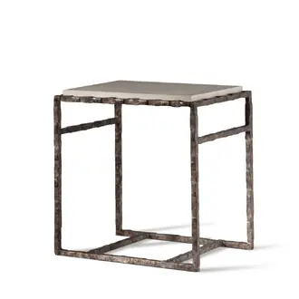Giacometti Side Table CST01 Burnt Silver with Faux Limestone top