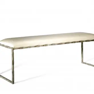 Giacometti Bench CSB03 Burnt Silver with COM Silk Covered Seat Pad