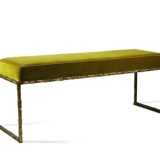 Giacometti Bench CSB03 Versailles Gold with COM velvet covered raised seat pad