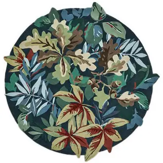 Robin's Wood Forest Green Round 146507 Rug