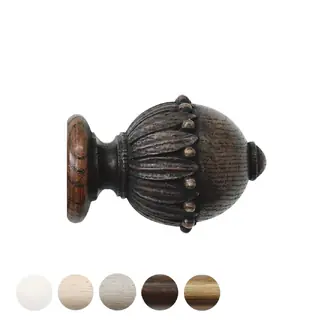 Jones Cathedral 30mm Oak Curtain Pole Wells Finial