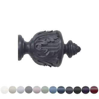 Jones Estate 48mm Basalt Curtain Pole Acanthus Finial
