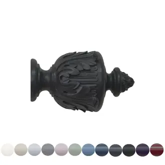 Jones Estate 48mm Charcoal Curtain Pole Acanthus Finial