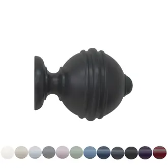 Jones Estate 48mm Charcoal Curtain Pole Ribbed Ball Finial