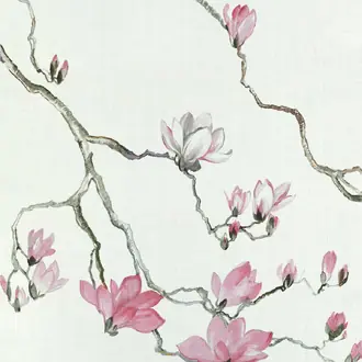 Blossom Peony on White Paper Weave 6401