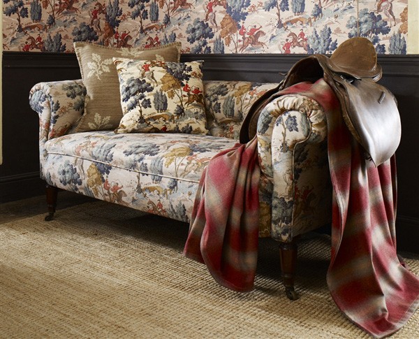 William Morris Sanderson FOREST Red Linen Fox L & rich red Velvet Cushion Cover 