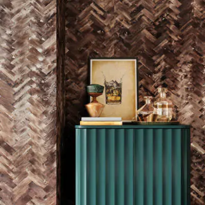 Wood Veneer Wallpaper Burled Chevron from Philip Jeffries