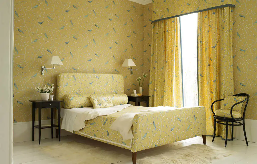 matchingfabricwallpaper  Wallpaper trends Colorful bedroom design Home  wallpaper