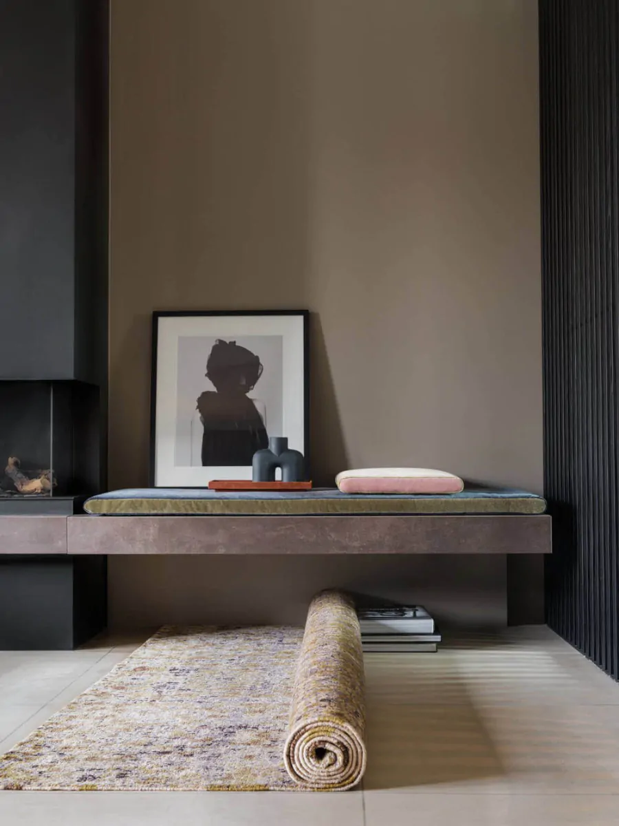 Simple Furniture for Zen Interiors bench with Zimmer and Rohde Fabric