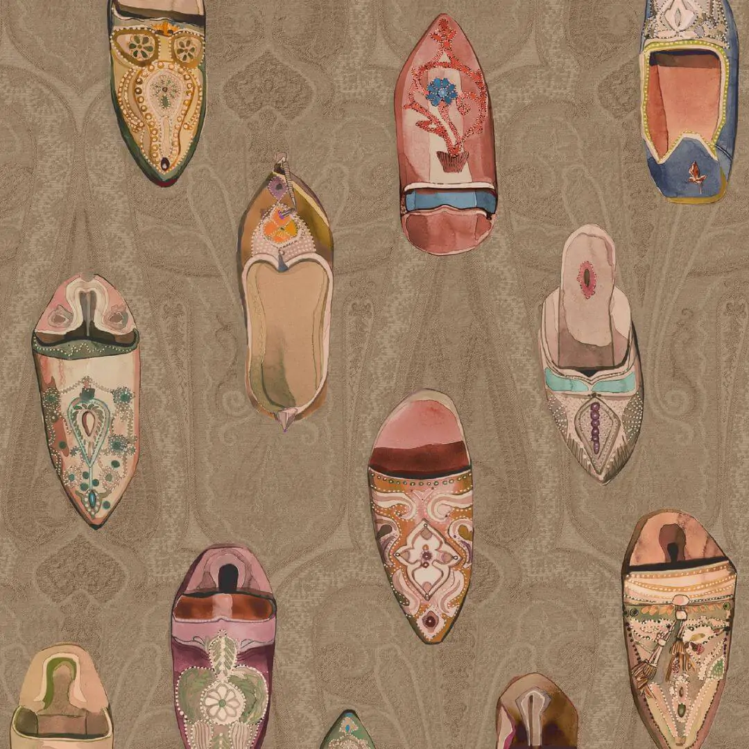 Paisley Wallpaper with Shoes Babouches Wallpaper from Mulberry