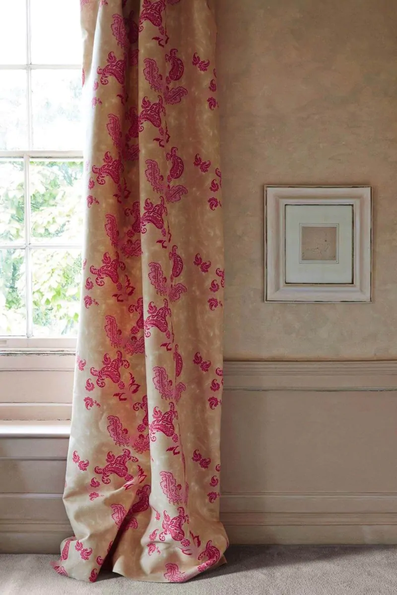 Curtains made from Paisley Hot Pink On Tea Stain by Barneby Gates