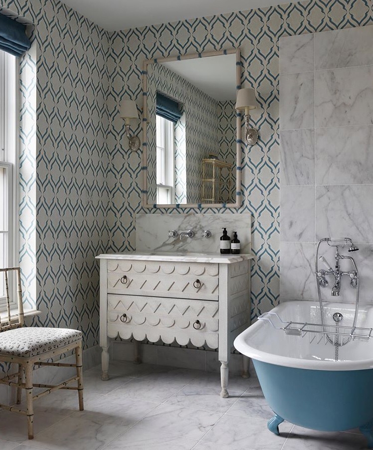 Ravenna Wallpaper by Christopher Farr Cloth in Sky