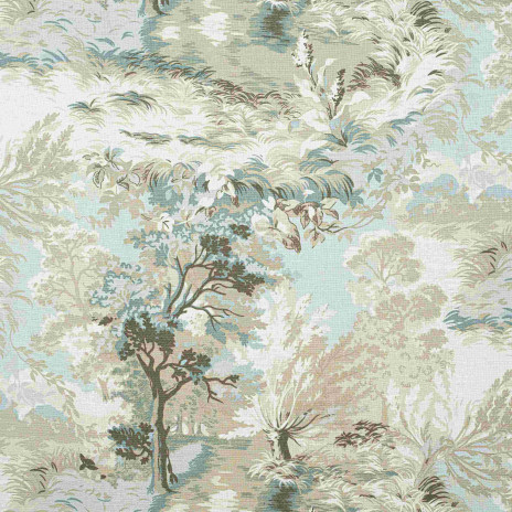 Lincoln Toile Green and Beige Fabric F910866 by Thibaut Fabrics