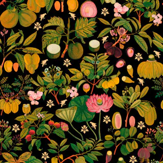 Asian Fruits And Flowers Anthracite WP20314