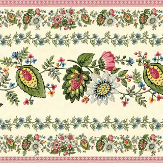 John Derian Folk Flower Wide Border Wallpaper Parchment PJD6015/01