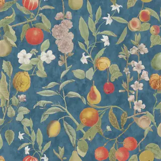 John Derian Orchard Fruits Wallpaper Indigo PJD6018/03