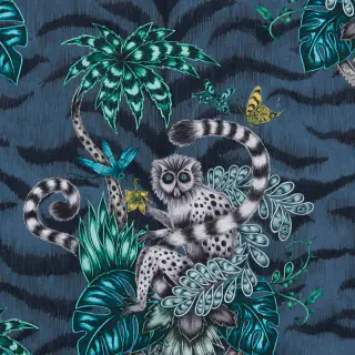 lemur-f1112-03-navy-fabric-animalia-fabrics-clarke-and-clarke