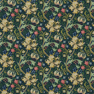 morris-and-co-golden-lily-fabric-dmc1g3202-midnight-green
