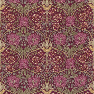 morris-and-co-honeysuckle-and-tulip-fabric-dmorho204-wine-bayleaf