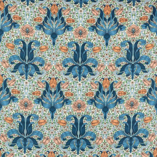 morris-and-co-spring-thicket-fabric-227207-paradise-blue-peach