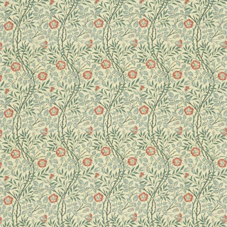 morris-and-co-sweet-briar-fabric-dmfpsw204-green-coral
