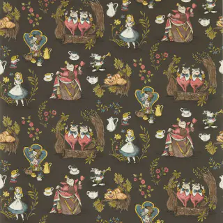 Sanderson Alice In Wonderland Wallpaper Chocolate DDIW217288