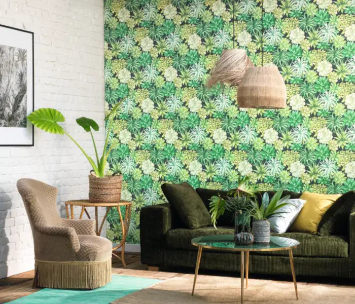 Decorative Botanical Wallpaper Echeveria Tissu by Casadeco