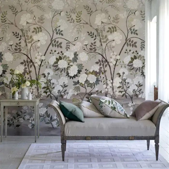 Fleur Orientale Wallpaper in Pale Birch by Designers Guild