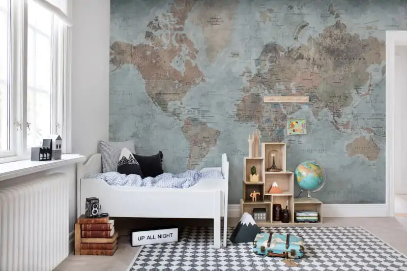 Map Mural Wallpaper Around the World by Rebel Walls